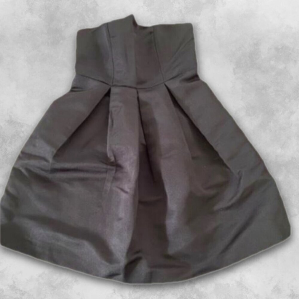 Alfred Sung Cocktail Dress Pleated Knee-Length Sleeveless Black Women's Small